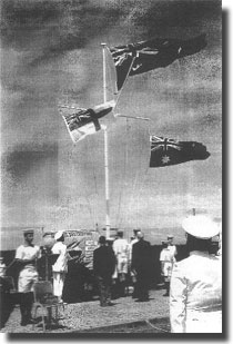 Flagpole at the site of RAN Cruisers Memorial Cairn at Queenscliff.